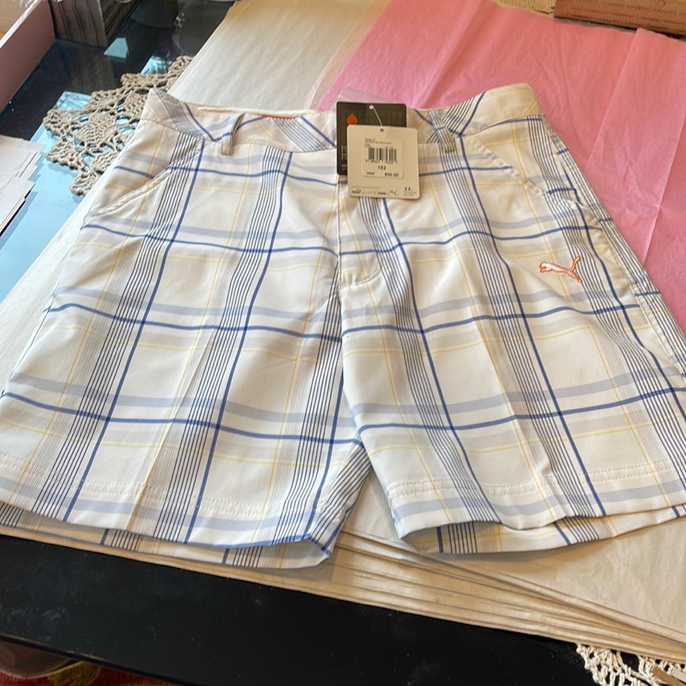 PUMA Golf plaid tech short junior shorts,